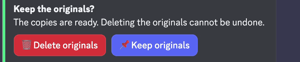 Pippin's Keep the originals? prompt with Delete originals and Keep originals